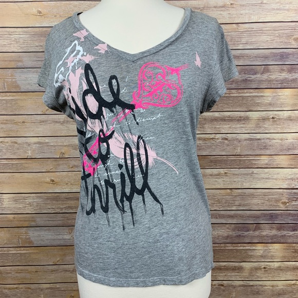 Fox Tops - Fox XL Ride To Thrill Graphic Tee Gray & Pink Vee